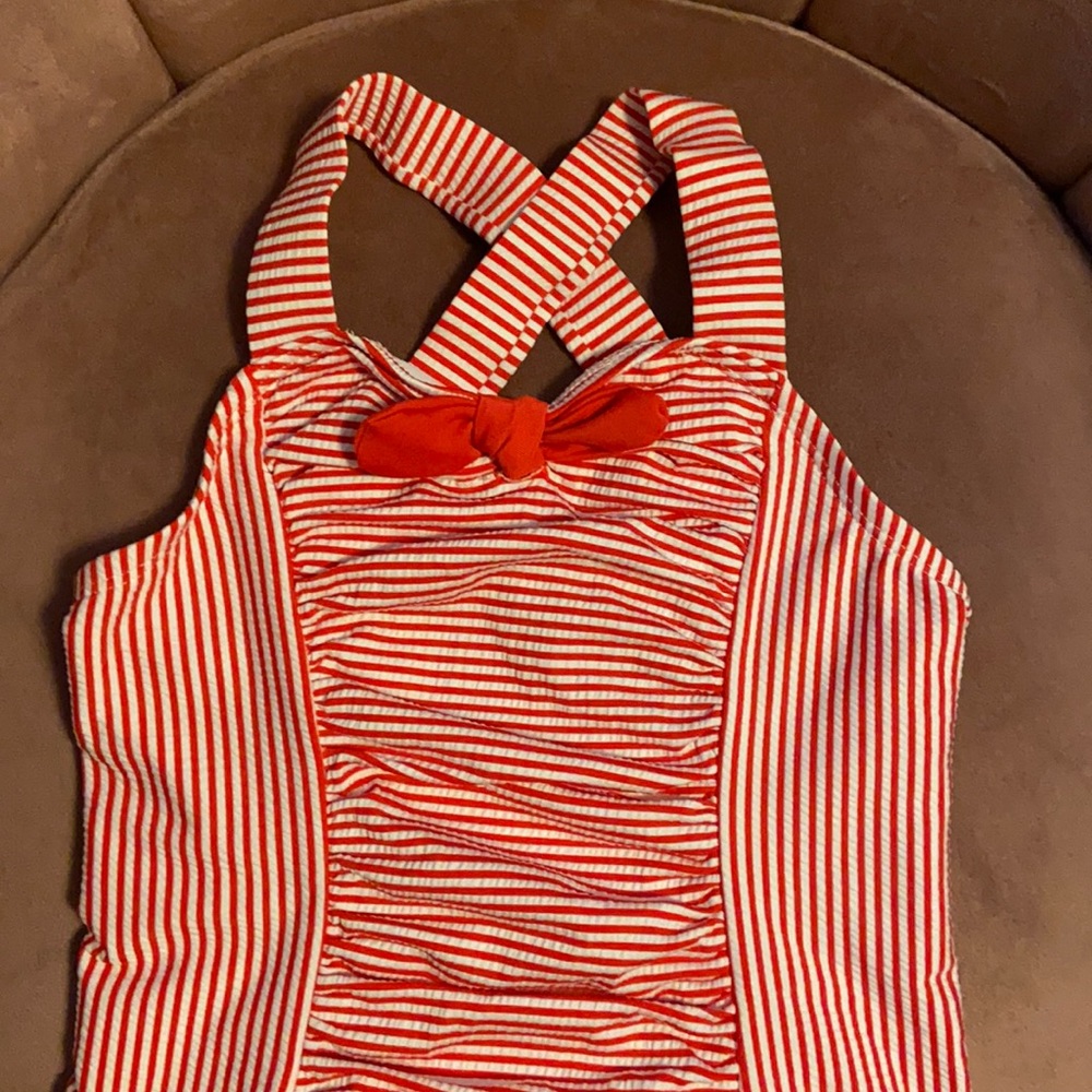 Red Striped Swim Suite
